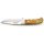 Puma IP outdoor hunter olive, Stahl 420, Olivenholz-Griffschalen, Neusilberbacken, braune Leder Steckscheide