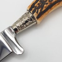 Linder Trachtenmesser, Zierrücken, Klinge rostfrei poliert, Hirschhorn