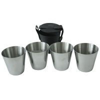 Becher Set 4 teilig Edelstahl mit Etui