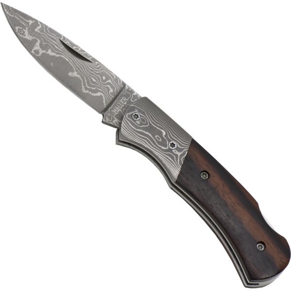 Haller Damast-Taschenmesser mit Ebenholzgriff