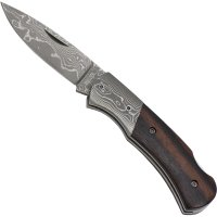 Haller Damast-Taschenmesser mit Ebenholzgriff