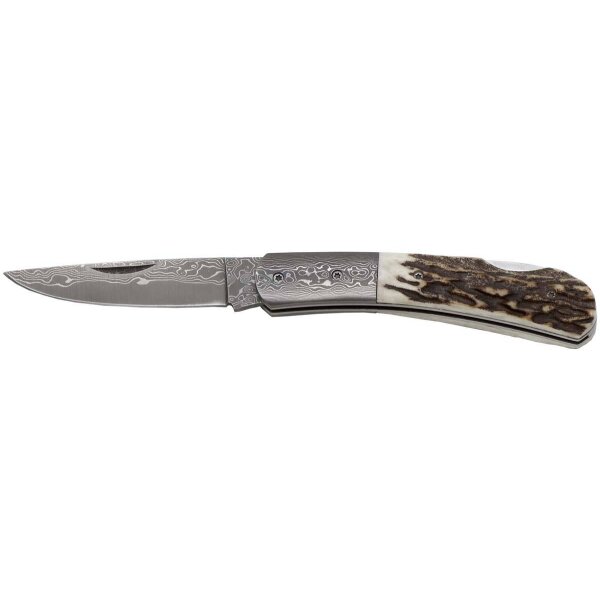 Haller Damast Taschenmesser Hirschhorngriff