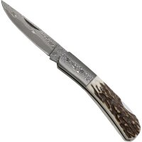 Haller Damast Taschenmesser Hirschhorngriff