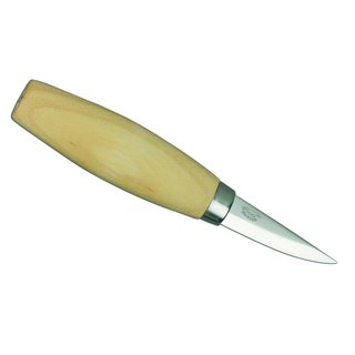 Morakniv Kerbschnitzmesser, nicht-rostfreier High Carbon Stahl,, 3-lagig, geölter Birkenholzgriff, Kunststoff-Scheide