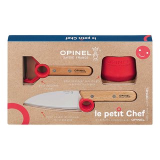 Opinel Le petit Chef Küchenmesser-Set 3-teilig Kochmesser Fingerschutz Sparschäler rostfrei