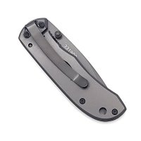 Puma TEC Einhandmesser, Droppoint-Klinge, 420-Stahl, Edelstahl-Griffschalen, Framelock, Gürtelclip