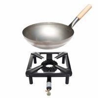 Hockerkocher-Set (klein) mit Stahl-Wok Ø 30 cm -...