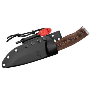 Buck Outdoormesser Jagdmesser Selkirk mit Mircarta-Griffschalen inkl. Feuerstarter, Pfeife und Messerscheide