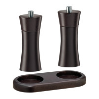 Zassenhaus Set Salzmühle & Pfeffermühle Frankfurt wenge 14 cm & Untersetzer wenge