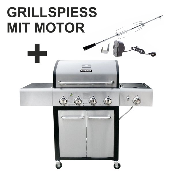 Allgrill Gasgrill FESTIVAL schwarz-edelstahl inkl. Grillspieß mit Motor