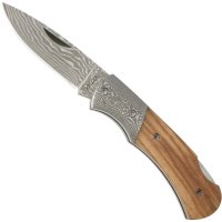 Haller Damast Taschenmesser Olivenholz