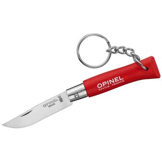 Opinel Mini Messer  Schlüsselanhänger roter Holzgriff, Größe 4