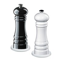 Zassenhaus Set Salzmühle & Pfeffermühle Berlin 18 cm schwarz weiß & Porzellan-Untersetzer