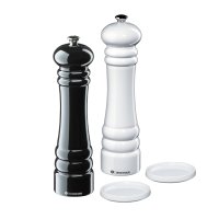 Zassenhaus Set Salzmühle & Pfeffermühle Berlin 24 cm schwarz weiß & Porzellan-Untersetzer