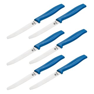 Böker Brötchenmesser Brotzeitmesser rostfrei mit Wellenschliff blau 6er Set