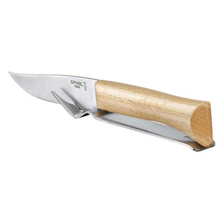 Opinel Käsemesser Set Messer Größe 10, lackierter Buchenholzgriff, Edelstahlgabel