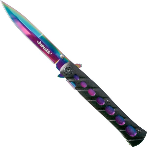 Haller Stiletto Rainbow Einhandmesser Klappmesser Liner Lock