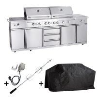 Allgrill® Gasgrill Outdoorküche "EXTREM" Set mit Grillspieß und Wetterschutzhülle