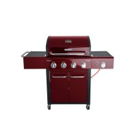 Allgrill Gasgrill "FESTIVAL" bordeauxrot 1/2 Gussgrillplatte und Grillbuch