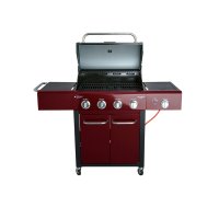 Allgrill Gasgrill "FESTIVAL" bordeauxrot 1/2 Gussgrillplatte und Grillbuch