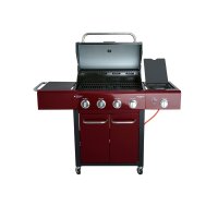 Allgrill Gasgrill "FESTIVAL" bordeauxrot 1/2 Gussgrillplatte und Grillbuch