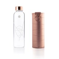 Equa Mismatch Bronze Trinkflasche aus Glas 750 ml mit Kunstlederhülle und Metalltragegriff