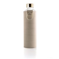 Equa Mismatch Beige Trinkflasche aus Glas 750 ml mit Kunstlederhülle und Metalltragegriff