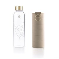 Equa Mismatch Beige Trinkflasche aus Glas 750 ml mit Kunstlederhülle und Metalltragegriff