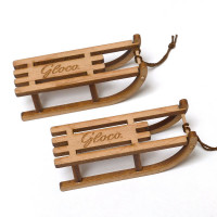 Dekoschlitten Mini-Davoser aus Holz Set 16 Stück