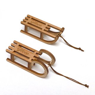 Dekoschlitten Mini-Schlitten aus Holz Set