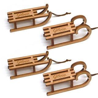 Dekoschlitten Mini-Schlitten aus Holz Set 4 Stück