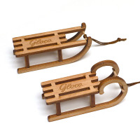 Dekoschlitten Mini-Schlitten aus Holz Set 4 Stück