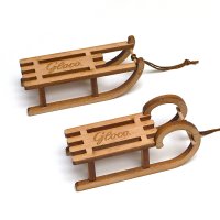 Dekoschlitten Mini-Schlitten aus Holz Set 8 Stück
