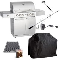Allgrill DE-LUXE Topline Gasgrill CHEF L - Set mit Grillspieß, Grillplatte, Wetterschutzhülle, Grillbürste