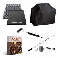 Allgrill DE-LUXE Topline Gasgrill CHEF L - Set mit Grillspieß, Grillplatte, Wetterschutzhülle, Grillbürste