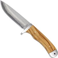 Haller Damastmesser Olivenholz mit Lederscheide