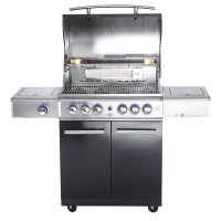 Allgrill Topline Gasgrill CHEF L Black - Set mit Mega-Zubehör Wetterschutzhülle, Grillplatte, Smokerbox uvm.