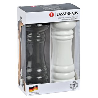 Zassenhaus Set Salzmühle & Pfeffermühle Berlin 18 cm schwarz weiß
