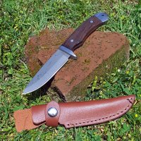 Haller Damastmesser Wenge mit Lederscheide