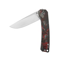 QSP Osprey Klappmesser14C28N Satinierte Klinge, shredded CF overlay G10 Griff, rot