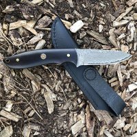 Böker Magnum Vernery Damast Knife Freizeitmesser mit Lederscheide