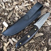 Böker Magnum Vernery Damast Knife Freizeitmesser mit Lederscheide