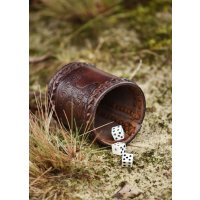 Würfelbecher aus Leder mit geprägtem Thorshammer braun Knobelbecher
