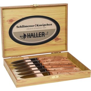 Haller Schlmesser Zebraholzgriff - Messerset in Holzbox (6 Stck)