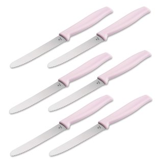 Bker Brtchenmesser Brotzeitmesser rostfrei mit Wellenschliff 6 Stck rosa