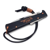 Otter Mercator Set Kupfer Katze schwarz rostfrei K55K mit Lederetui